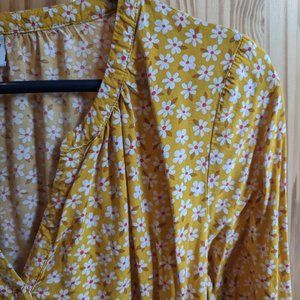 Yellow floral peasant top